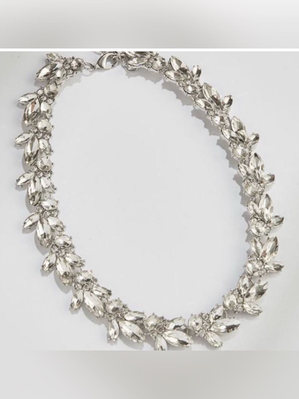 Olive & Piper Crystal Leaf Statement collar Necklace choker bridal Silver